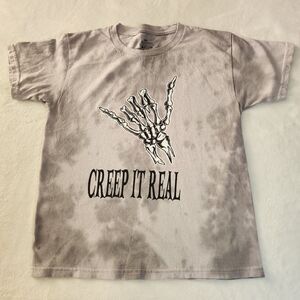 Creep It Real Tie Dyed Tshirt  Skelton Hand Graphic Size Small New Without Tags